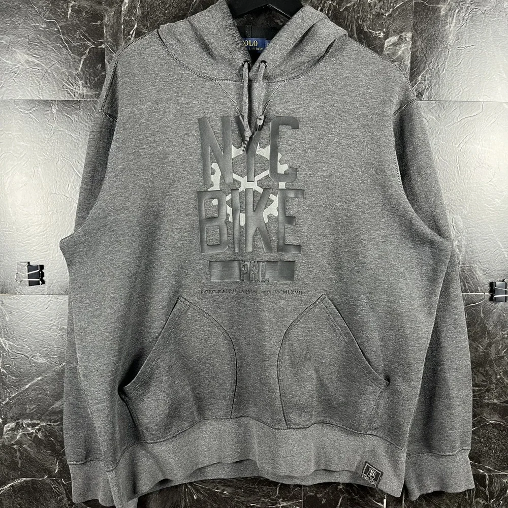 Polo Ralph Lauren Men's Grey Fleece NYC Bike Hoodie XL